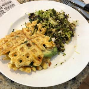 Avacado, broccoli & mushroom chaffle.