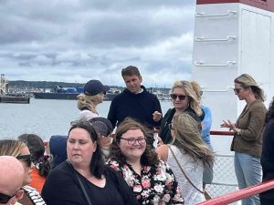 On the ferry to Peaks Island for a team outing.